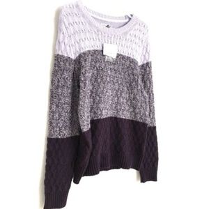 Croft & Barrow Sweater Purple Striped Cable Knit